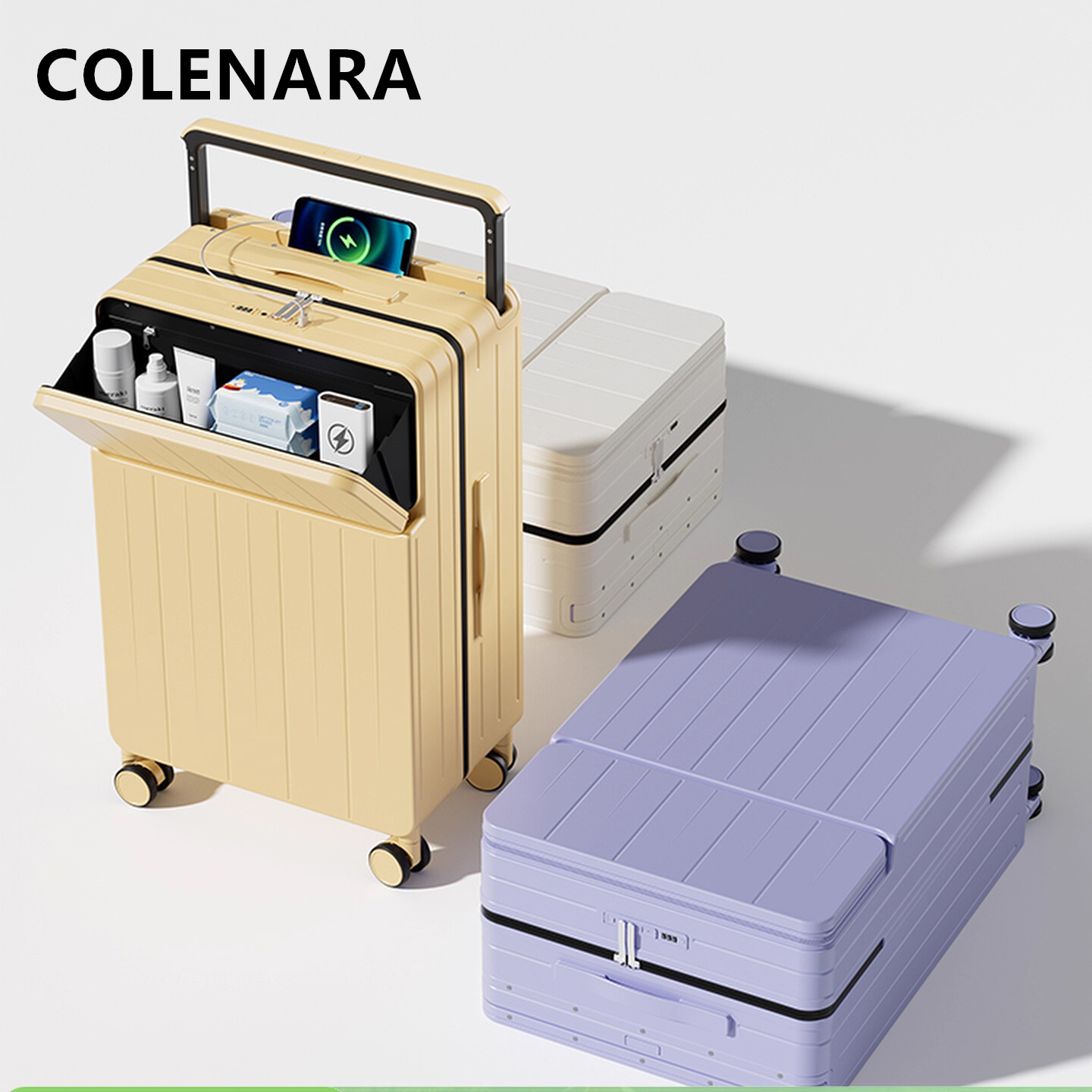 Front Opening Laptop Luggage 24 Inch - Mala Multifuncional COLENARA com Carregador, Abertura