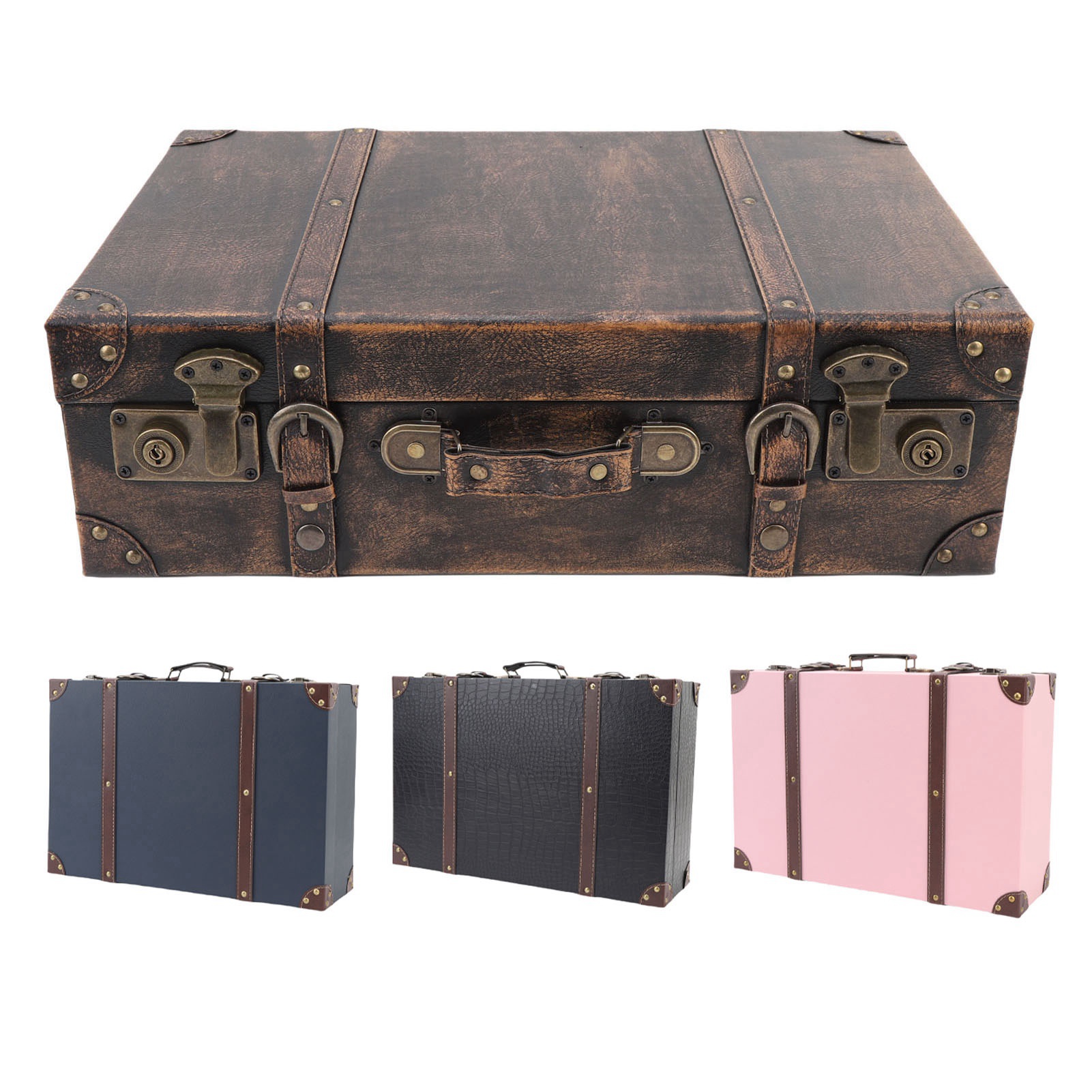 Retro Vintage Trunk Suitcase - Maleta Vintage Estilo Viagem, Caixa Decorativa