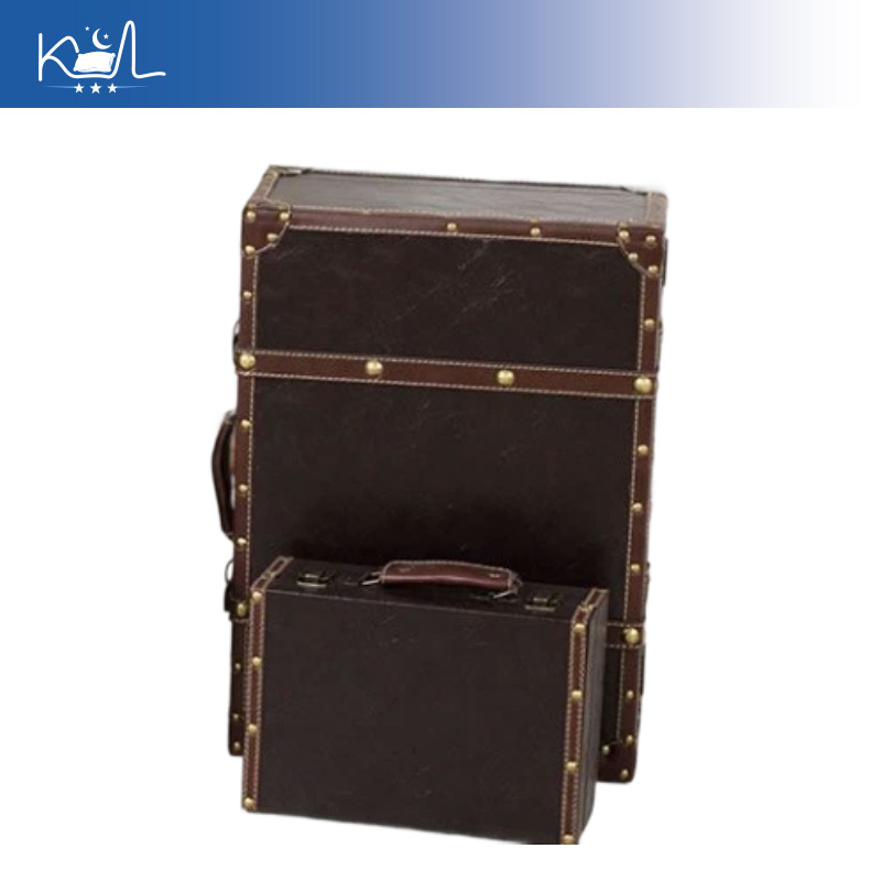 Retro Vintage Trunk Suitcase - Caixa de Armazenamento Decorativa Vintage Marrom,
