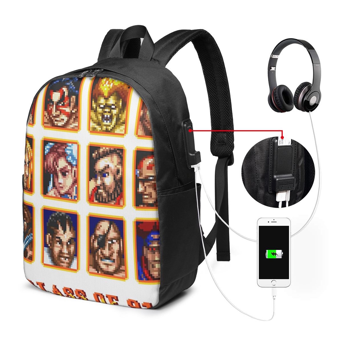Travel Bags - Mochila Defeated Portraits Super Street Fighter