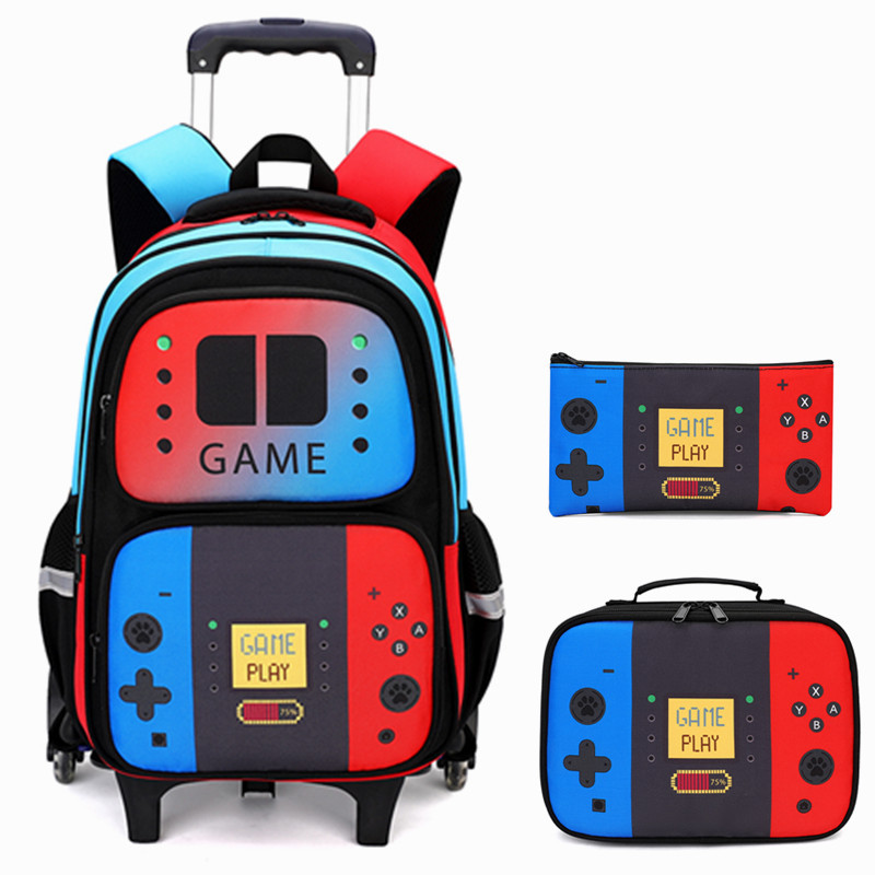 Foldable Rolling Luggage Bag - Mochila com Rodinhas para Meninos Gamer,