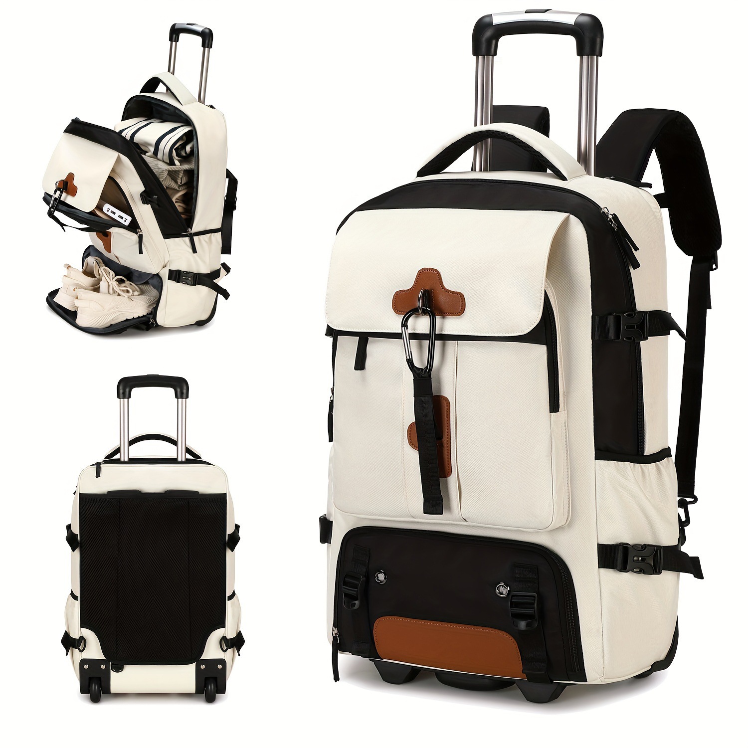 Foldable Rolling Luggage Bag - Mochila com rodinhas de grande capacidade,