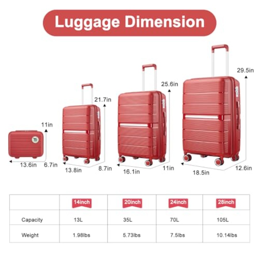 Conjunto de Malas de Viagem 4  - Expandable Hard Shell Luggage Set avaliação e preço
