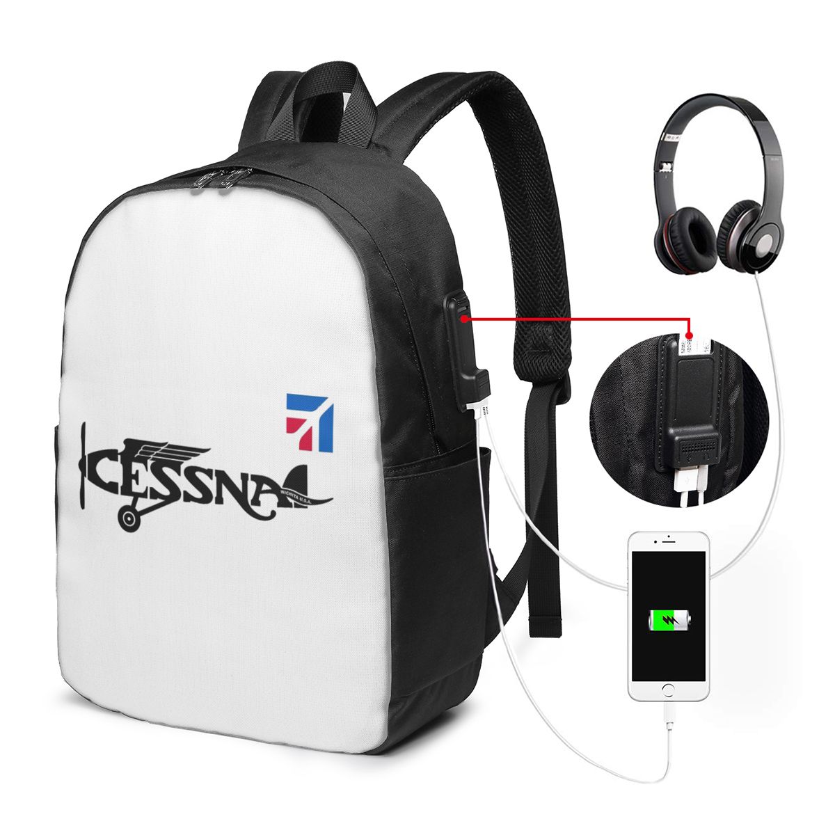 Mochila com logotipo Cessna, b - Backpacks avaliação e preço