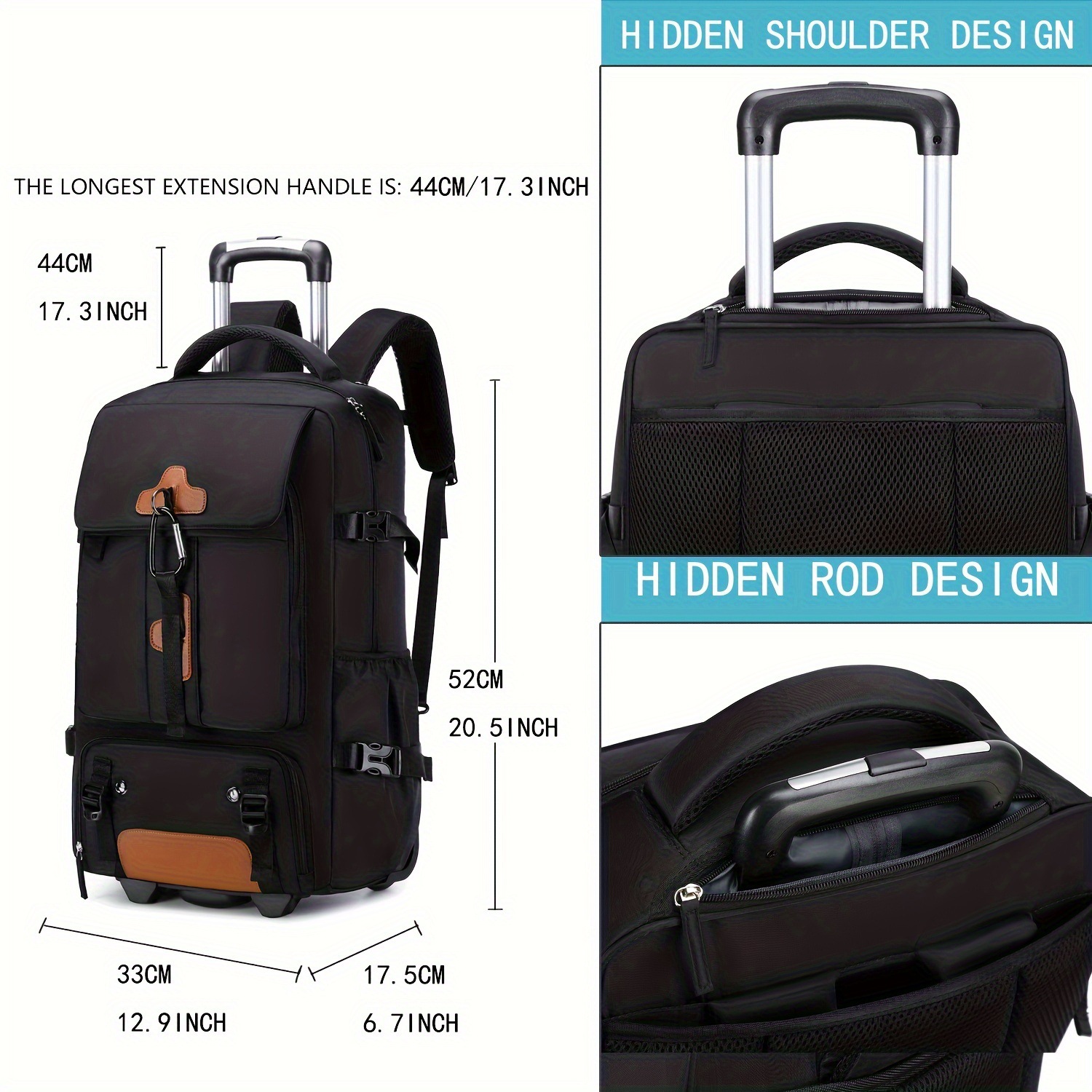 Mochila com rodinhas de grande - Foldable Rolling Luggage Bag avaliação e preço